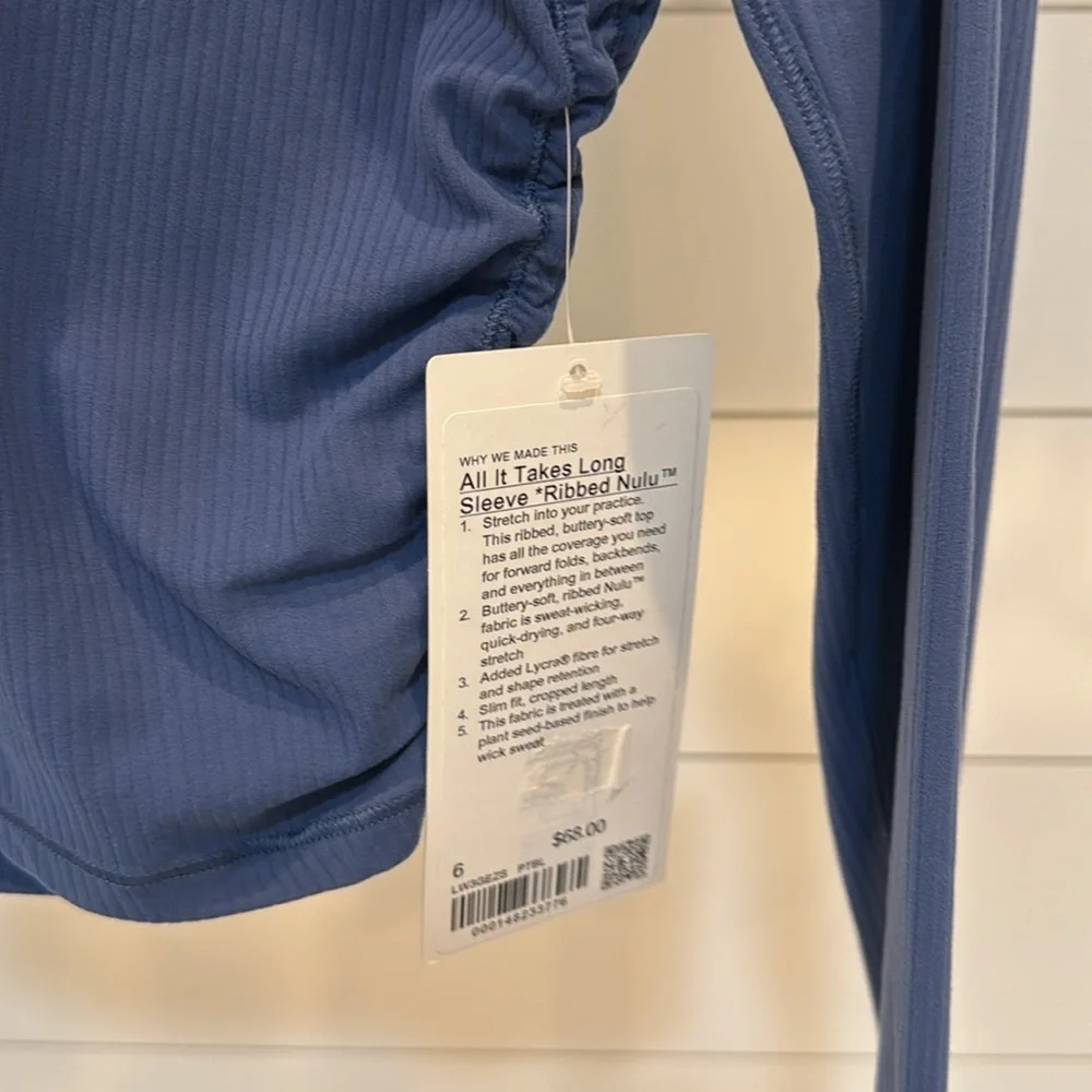 NWT Lululemon Athletica 🍋🍋Ribbed Nulu All it takes is a Long Sleeve 6 - Picture 5 of 7